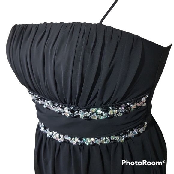 Dollar Beaded Black Midi Prom Dress. - Picture 3 of 14